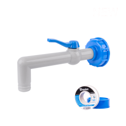 Zestaw - Kran PP 90° z przyłączem IBCS60x6 na wąż 25mm z taśmą