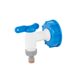 Zestaw IBC - nakrętka niebieska - S60x6 z kranikiem - 3/4" z
