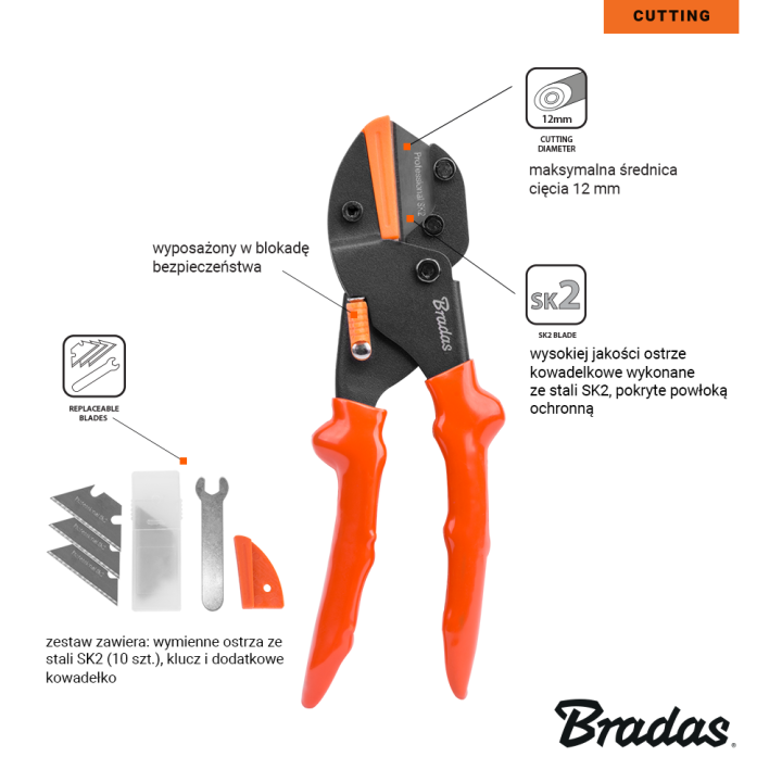 Sekator V-SERIES-D wielofunkcyjny MULTI TOOLS, stal SK2 – Bradas