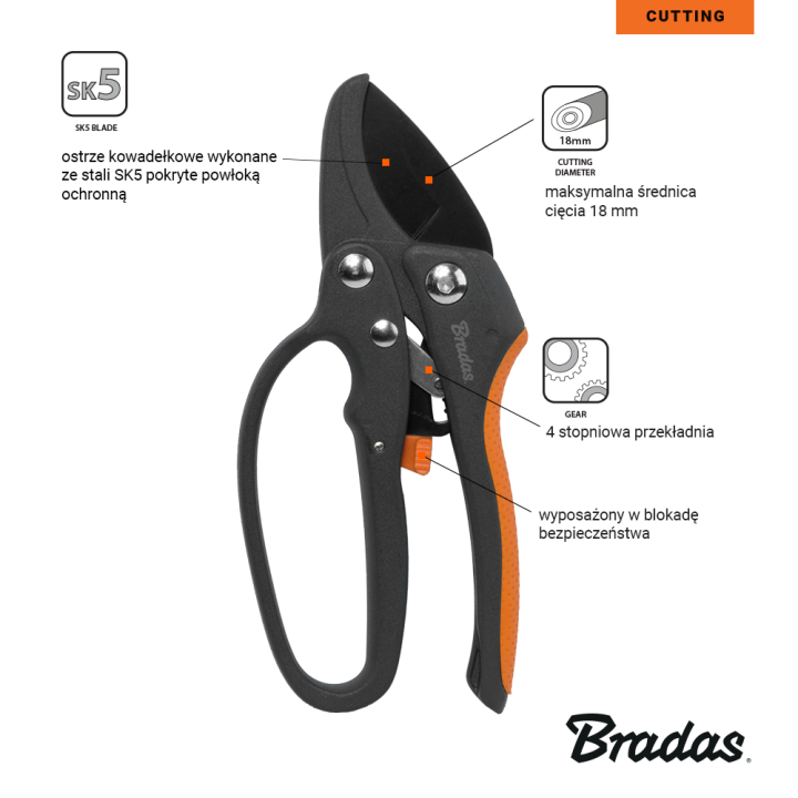Sekator z 4-STOPNIOWYM mechanizmem – Bradas