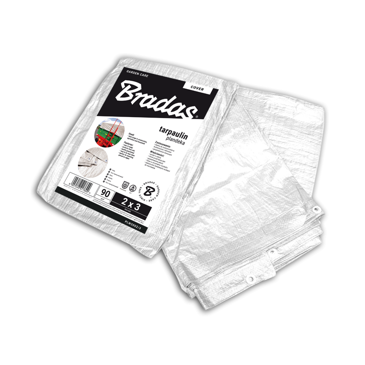 Plandeka wzmacniana WHITE 6 x 8m, 90g – Bradas