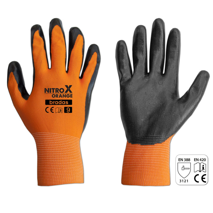 Rękawice ochronne NITROX ORANGE nitryl, rozmiar 11 – Bradas