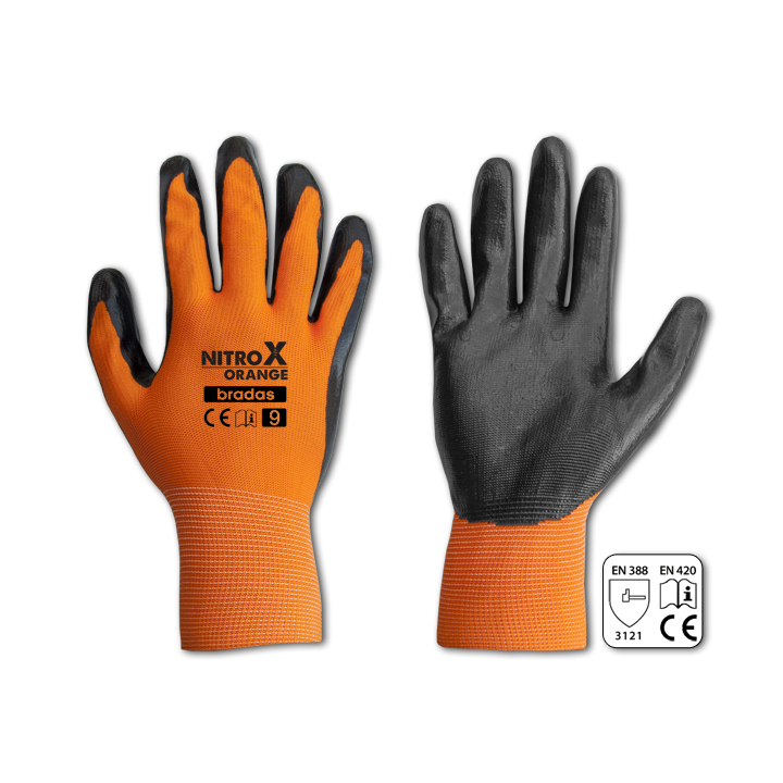Rękawice ochronne NITROX ORANGE nitryl, rozmiar 9 – Bradas