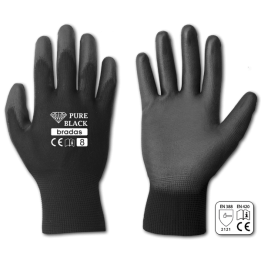 Rękawice ochronne PURE BLACK poliuretan, rozmiar 8, LUZ – Bradas