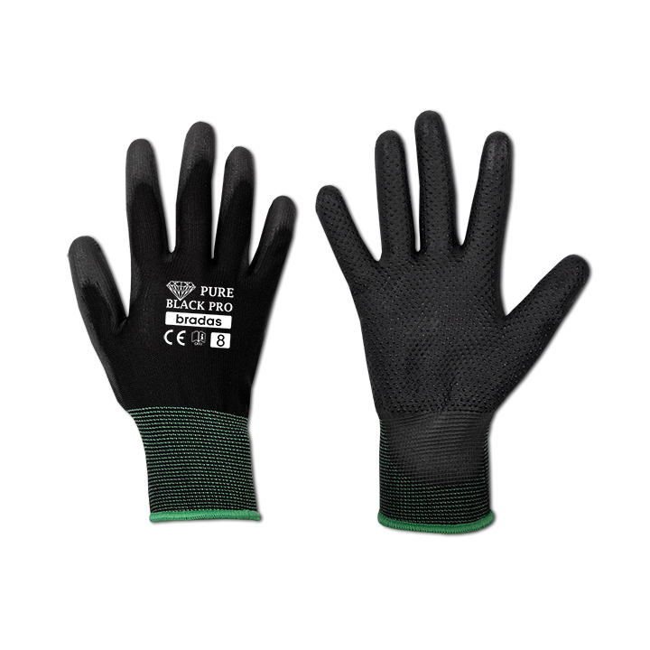 Rękawice ochronne PURE BLACK PRO poliuretan, rozmiar 10 – Bradas