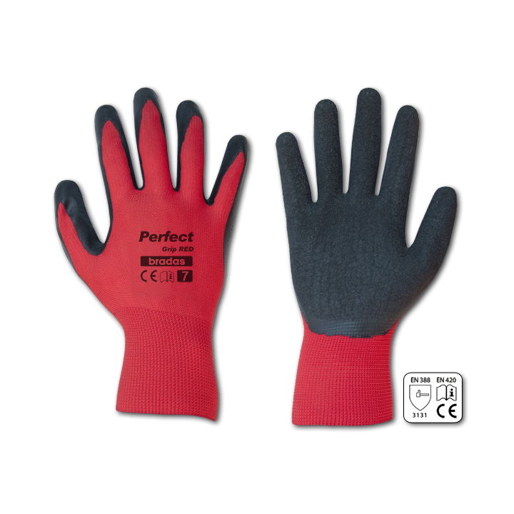 Rękawice ochronne PERFECT GRIP RED lateks, rozmiar 9 – Bradas