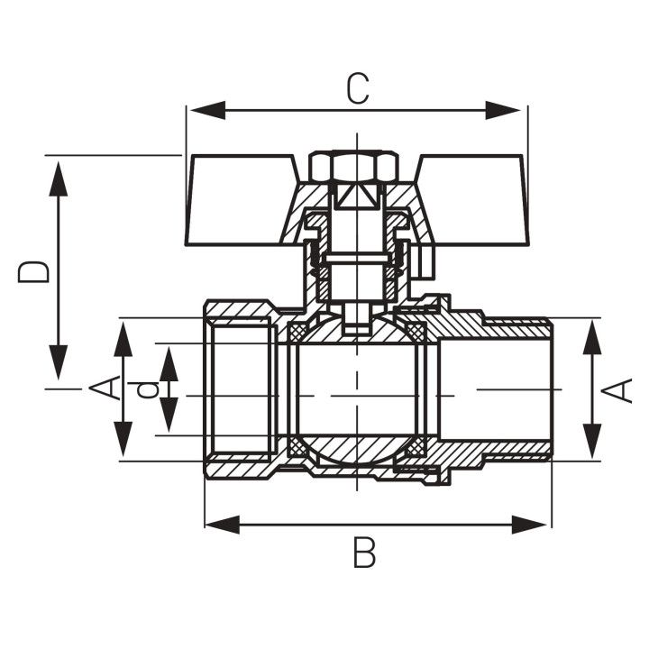 Zawór kulowy gw-gz z motylkiem 1-2" standard – Ferro