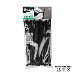Taśma kablowa 7,6 x 300mm UV BLACK – Bradas