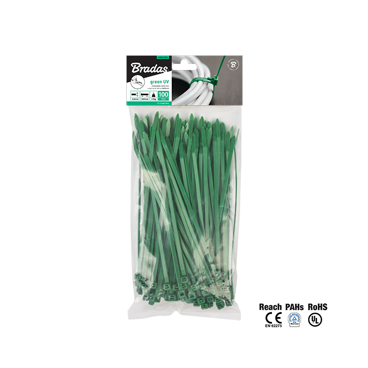 Taśma kablowa rozpinana 7,6 x 200mm GREEN – Bradas