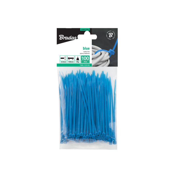 Taśma kablowa 2,5 x 100mm BLUE 100 szt. – Bradas