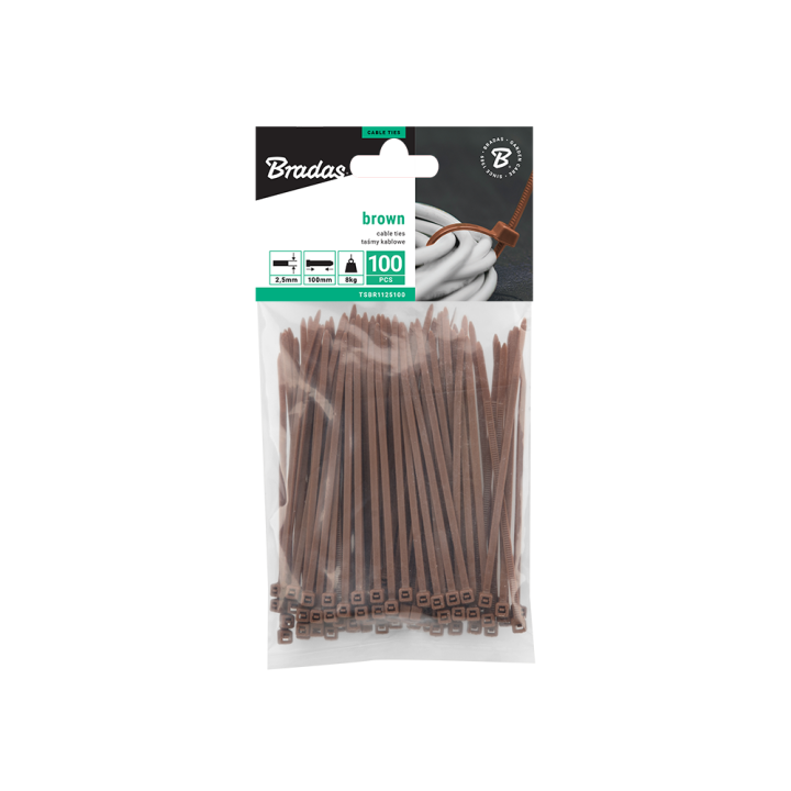 Taśma kablowa 2,5 x 200mm BROWN 100 szt. – Bradas
