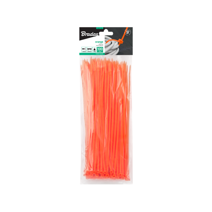 Taśma kablowa 3,6 x 150mm ORANGE 100 szt. – Bradas