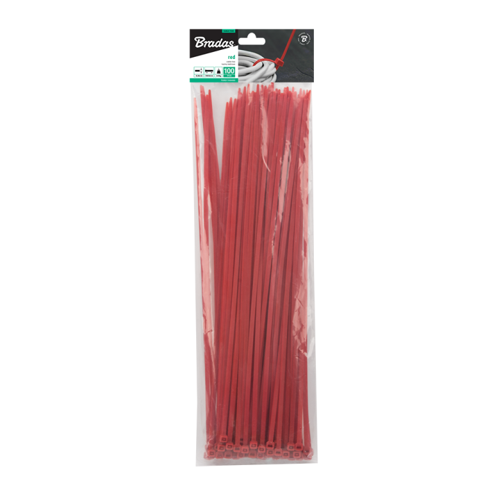 Taśma kablowa 4,8 x 250mm RED 100 szt.