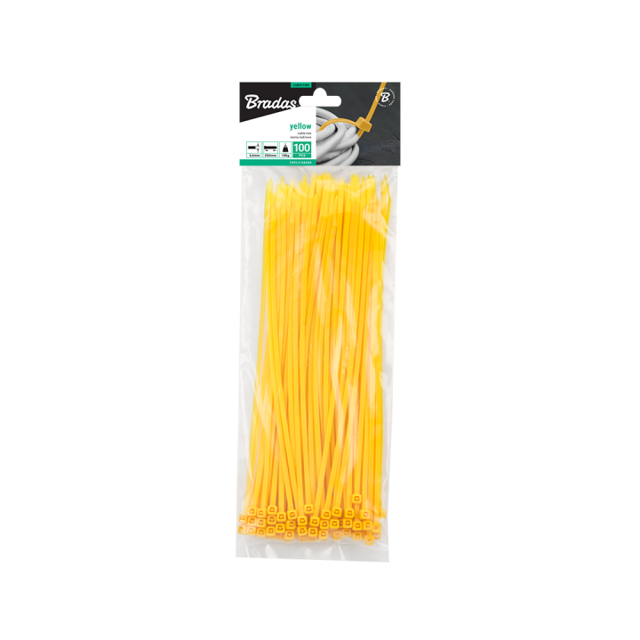 Taśma kablowa 3,6 x 150mm YELLOW 100 szt.
