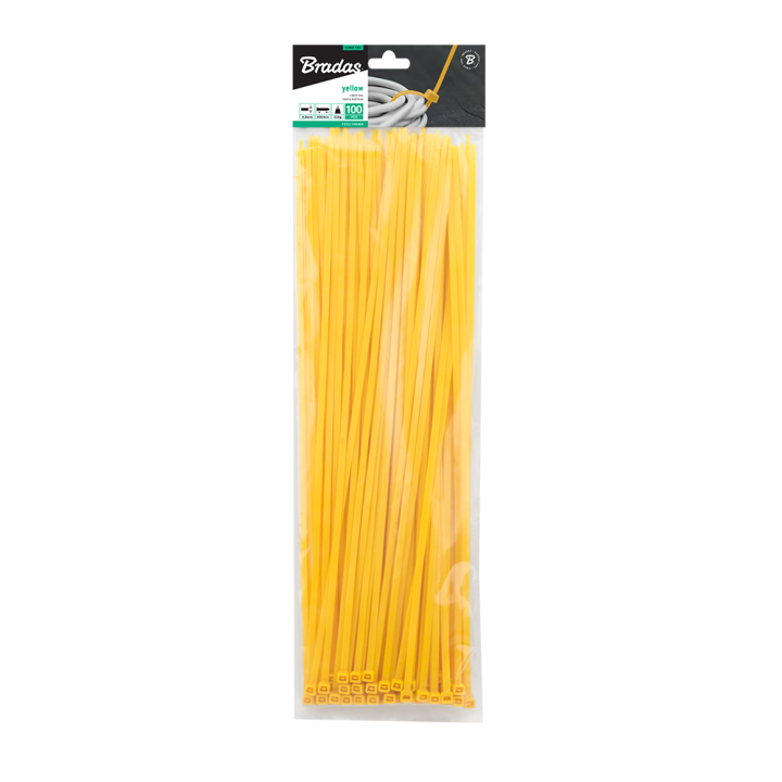Taśma kablowa 4,8 x 350mm YELLOW 100 szt.