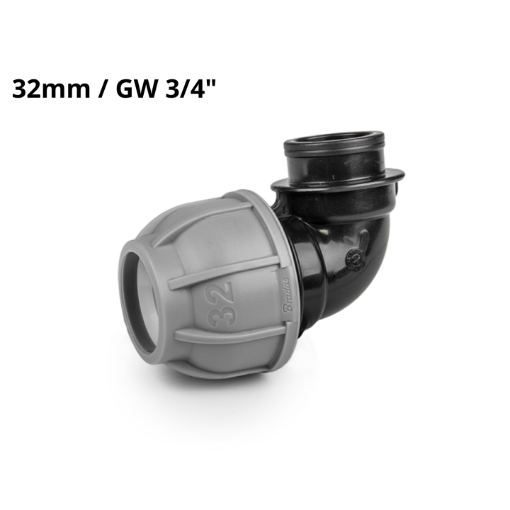 PN10 Kolanko do rur PE 32 mm / GW3/4" – Bradas