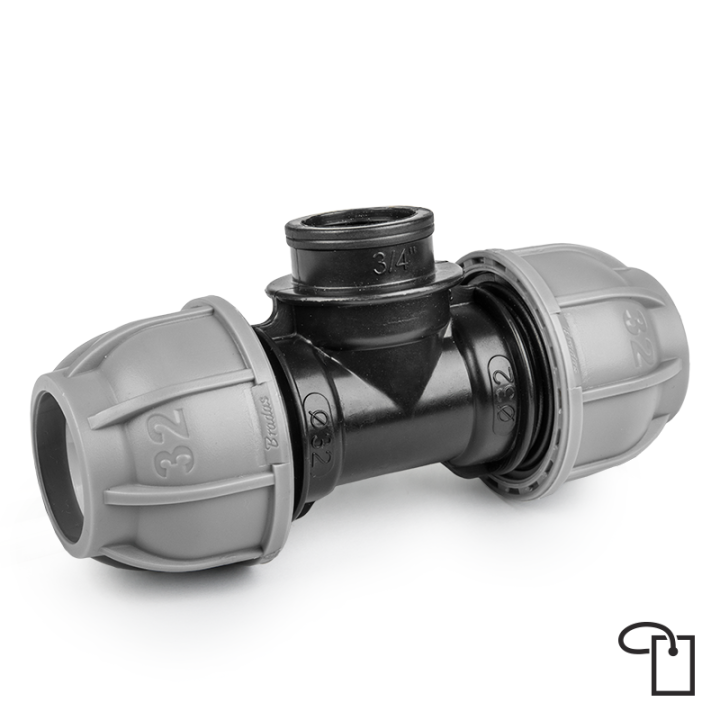 PN10 Trójnik do rur PE 25mm / GW 3/4" - metka – Bradas