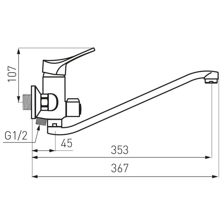 Stillo bateria wannowa z wylewką 350MM z zestawem natryskowym