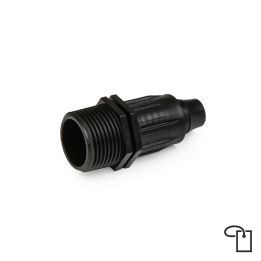 QJ Łącznik do rur kroplujących PE 16mm, gwint zewnętrzny 1/2"