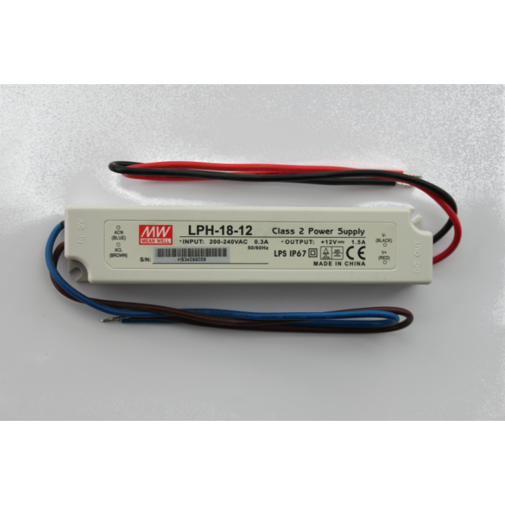 Zasilanie sieciowe 230 V AC/12 V DC/18 W, IP67