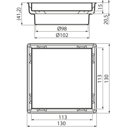 Gardziel nastawna kratki + Dwustronny ruszt 130×130 mm, stal