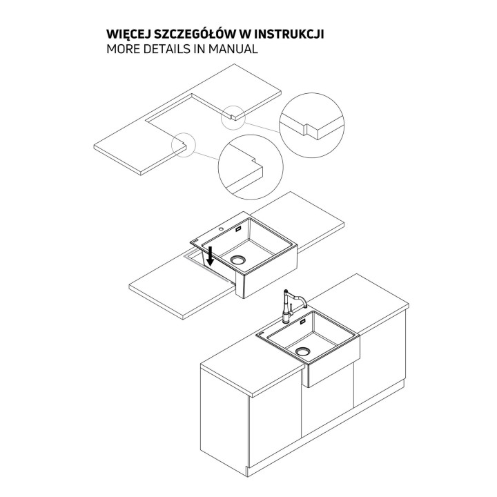 Zlewozmywak granitowy 1-KOMOROWY alabaster stal ZQE A10K – Deante