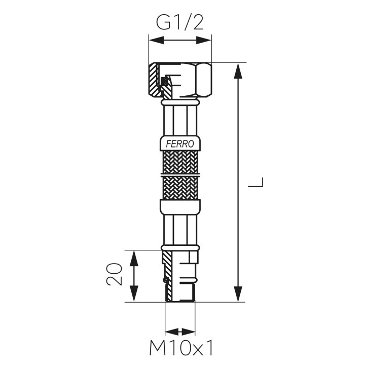 WĄŻ PRZYŁĄCZENIOWY DO BATERII L-35 CM M10 X 1-2 KRÓTKI