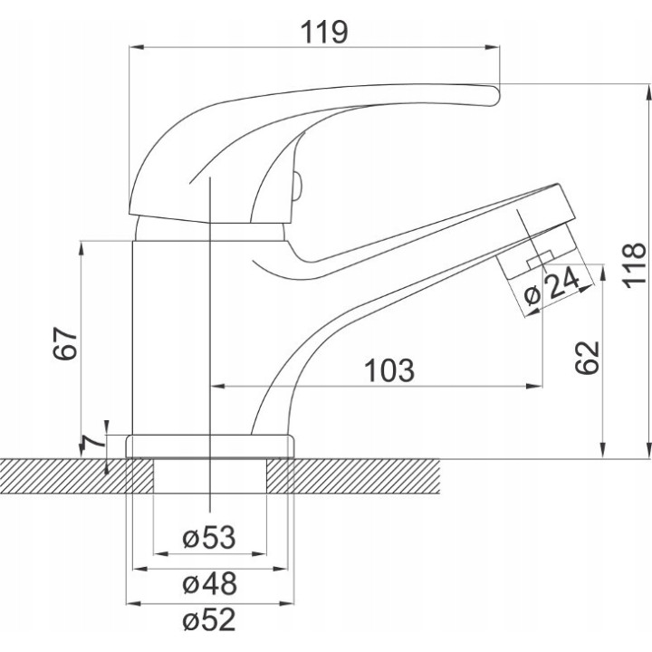 VASTO BATERIA UMYWALKOWA STOJĄCA, KOREK AUTOMATYCZNY Z TWORZYWA, CHROM