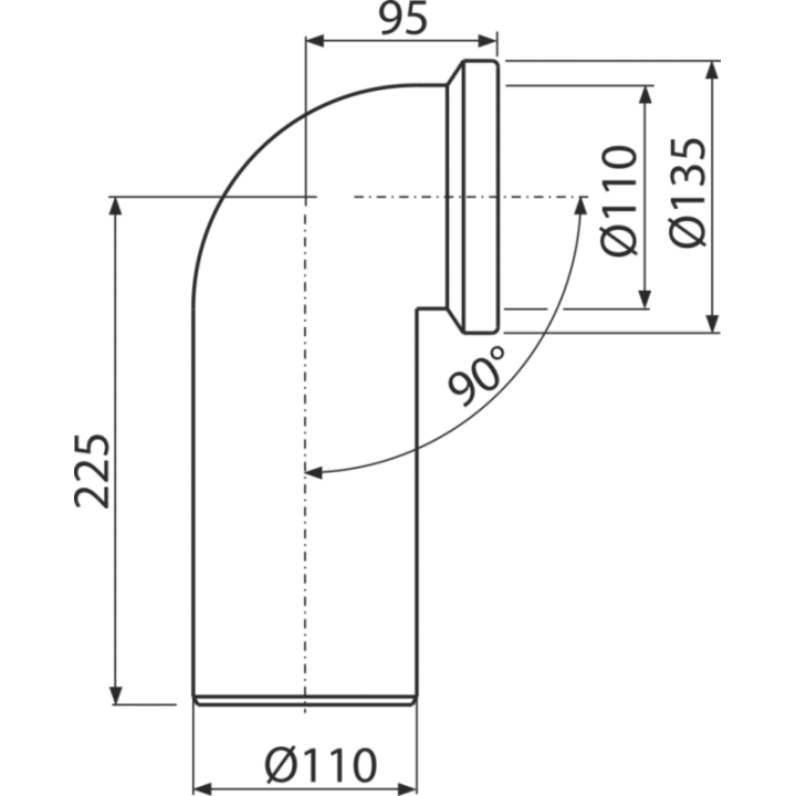 Przyłącze WC - kolano 90° – Alcadrain