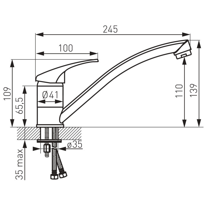 Basic bateria zlewozmywakowa stojąca, chrom – Ferro
