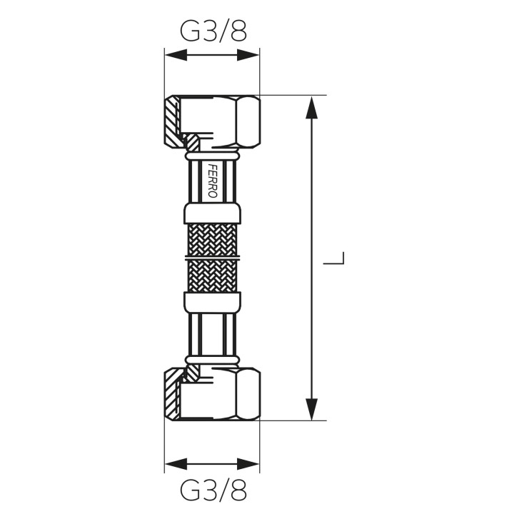 Wąż przyłączeniowy L-30 cm 3-8" X 3-8" – Ferro
