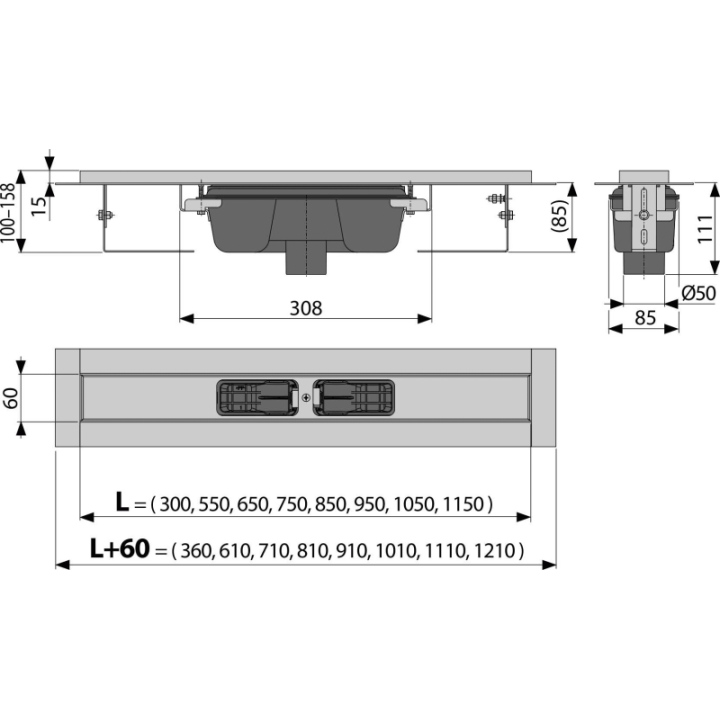 Odpływ podłogowy z obramowaniem do rusztu perforowanego, odpływ