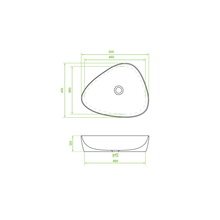 Asymmetric - umywalka nablatowa ceramiczna – Laveo