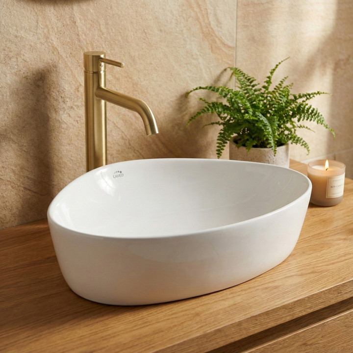 Asymmetric - umywalka nablatowa ceramiczna – Laveo
