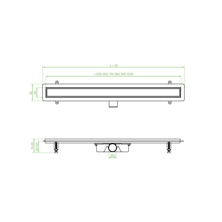 Basso - odpływ liniowy 80 cm – Laveo