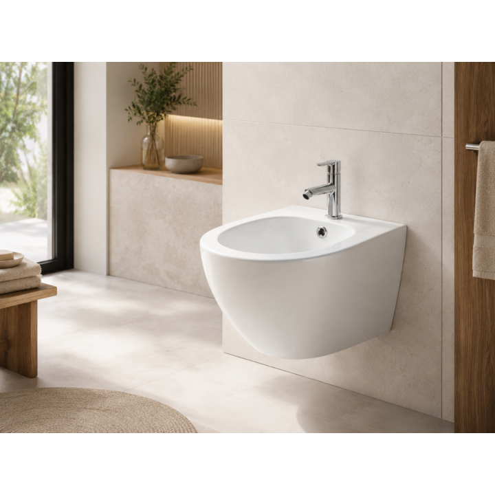Desna - bidet wiszący z otworem na baterię i ukrytymi mocowaniami