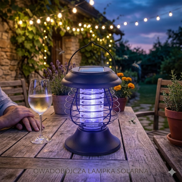 Solarna lampka OWADOBÓJCZA LED / UV z uchwytem – Bradas