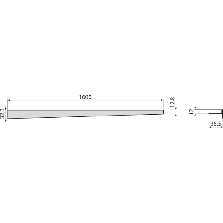 LISTWA NIERDZEWNA DO SPADKÓW PRAWA MATOWA AISI 304 160CM PODŁOGOWA 10MM