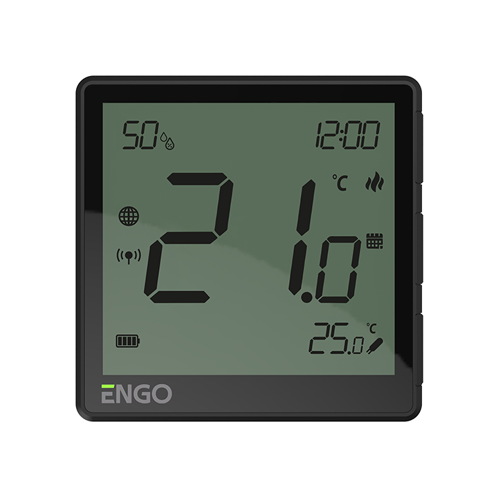 INTERNETOWY, NATYNKOWY REGULATOR TEMPERATURY ZIGBEE, AKUMULATOROWY, CZARNY