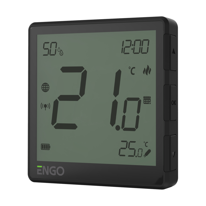 INTERNETOWY, NATYNKOWY REGULATOR TEMPERATURY ZIGBEE, AKUMULATOROWY, CZARNY