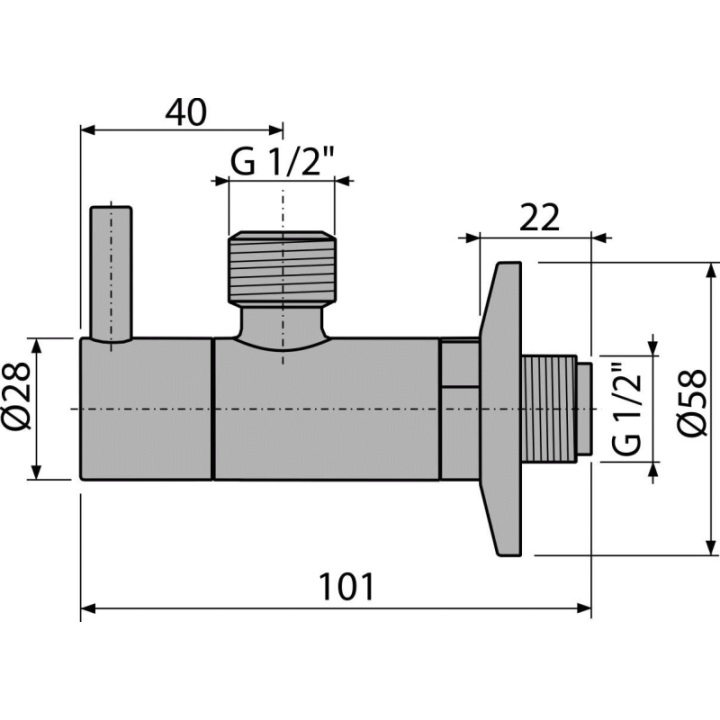 Zawór kątowy z filtrem 1/2"×1/2", okrągły – Alcadrain