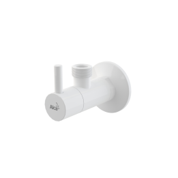 Zawór kątowy z filtrem 1/2"×1/2", okrągły, biały – Alcadrain