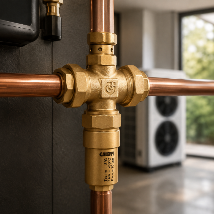 Caleffi zawór antyzamrożeniowy do pomp ciepła 1″ 108601