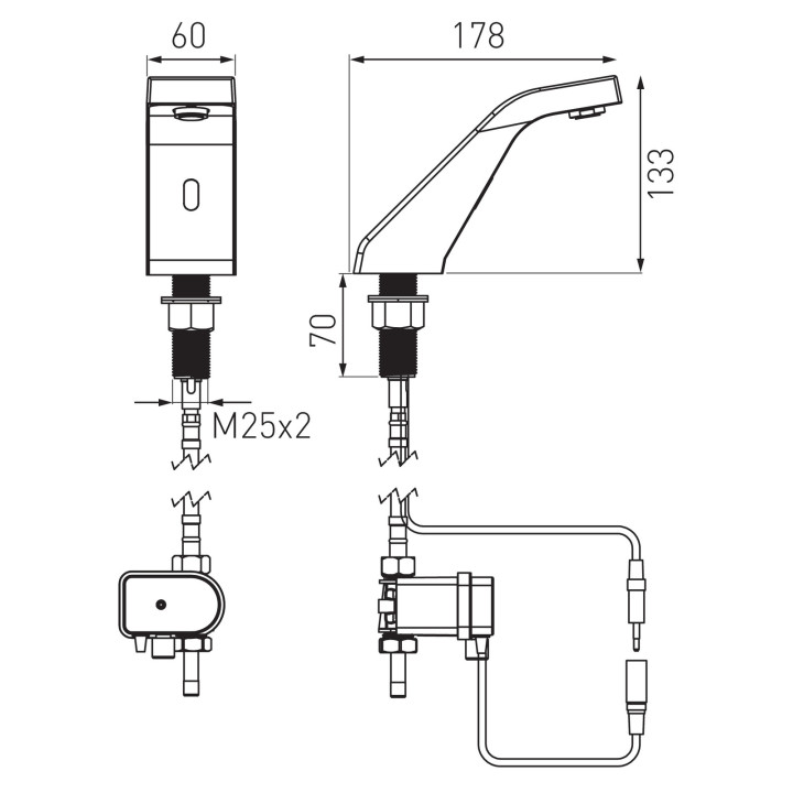 Sirocco sensor bateria bezdotykowa stojąca, chrom – Ferro