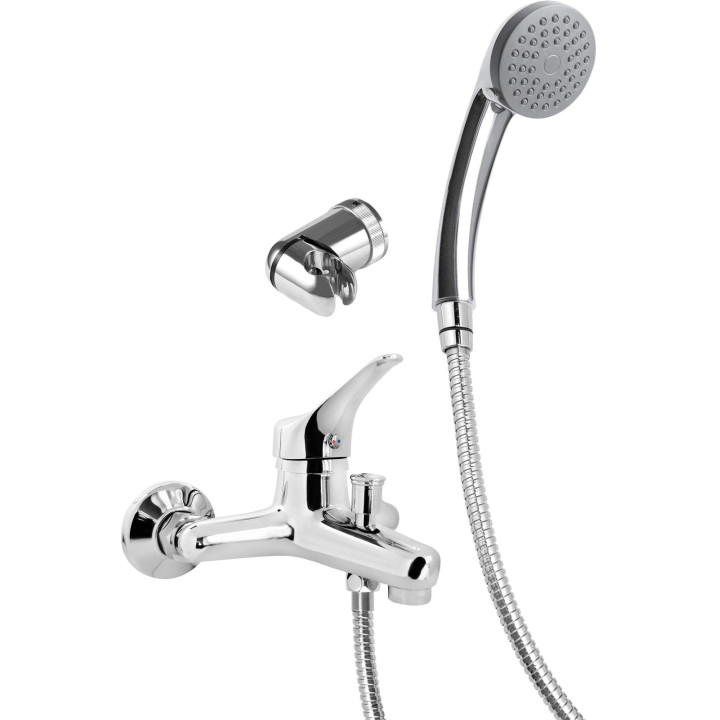 Bateria wannowa ścienna z zestawem prysznicowym chrom BOJ 011M