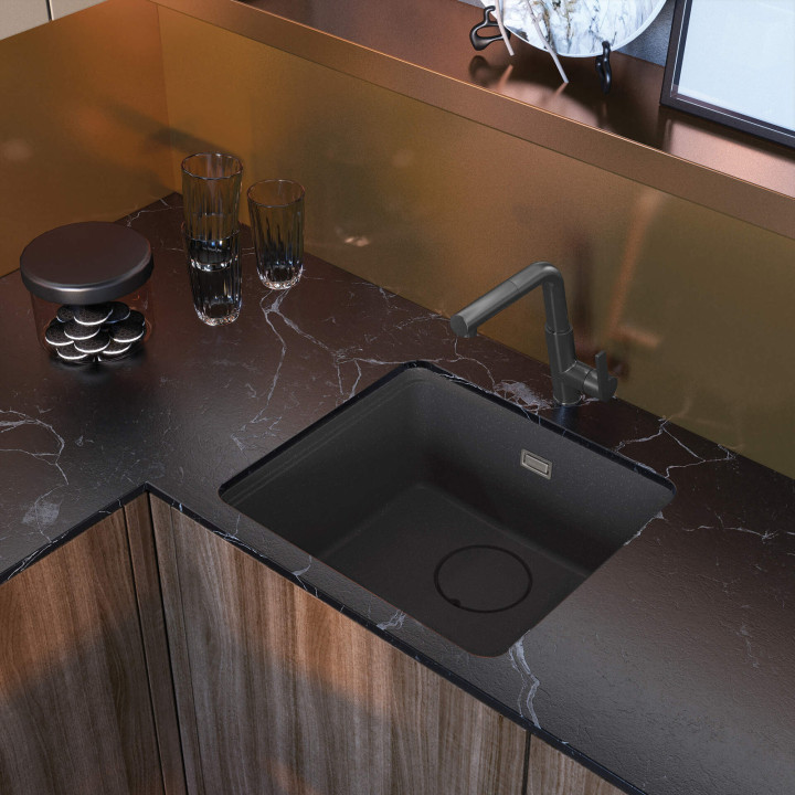 Bateria kuchenna z wyciąganą wylewką wyciągana, obrotowa titanium