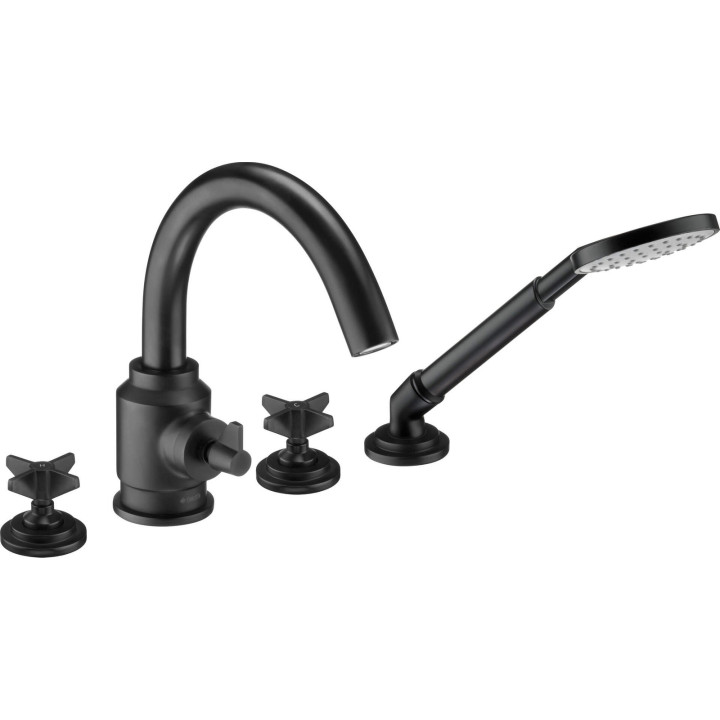 BATERIA WANNOWA 4-OTWOROWA Z ZESTAWEM PRYSZNICOWYM STAłA NERO TEMISTO BQT N14D