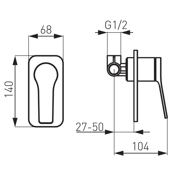 Stratos bateria natryskowa podtynkowa, 1-FUNKCYJNA, chrom – Ferro