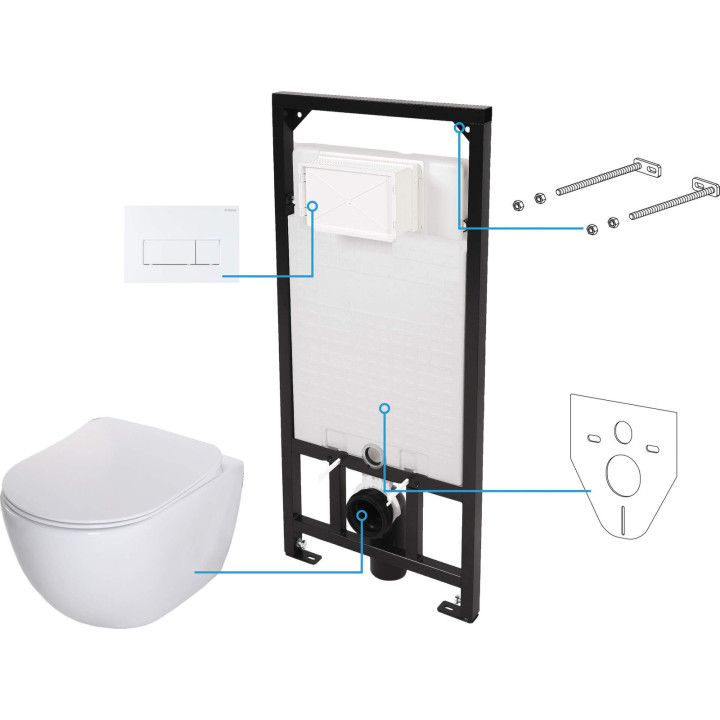 Zestaw WC podtynkowy 6 W 1 biały bianco CDEA6ZPW – Deante