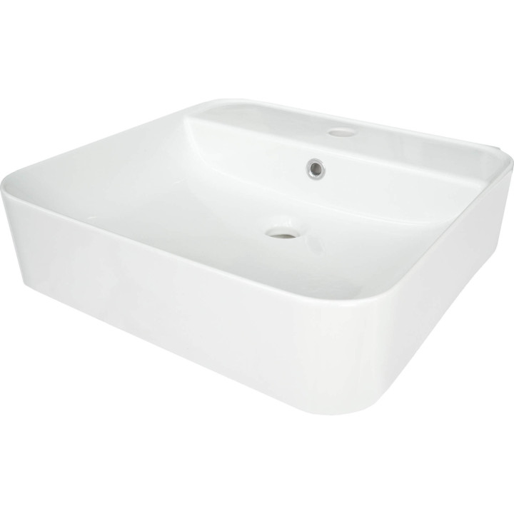 Umywalka ceramiczna nablatowa/ścienna z miejscem na baterię biały
